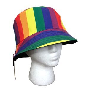 NEW Jeanne Simmons Multi Color Rainbow 100% Cotton Bucket Hat
